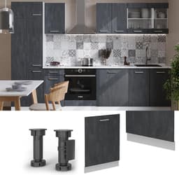 Vaatwasserpaneel - Keukenfront - Keuken Integratie - Flexibele Verstelling - 45 cm breed - Zwart Beton — thumbnail 3