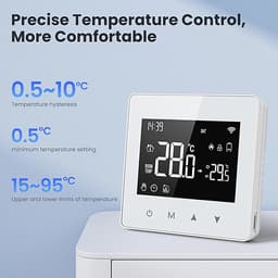 Slimme Thermostaat - Wifi Thermostaat Digitale Regelaar - Temperatuur Regelen - Afstandsbediening via Smartphone - 8.6 x 8.6 cm - Wit — thumbnail 5