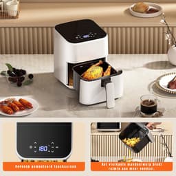 QIN® Mini airfryer - Airfryer - Airfryer klein - Wit - 26cm x 22cm x 28cm — thumbnail 4