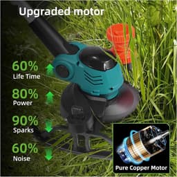 Elektrische Grasmaaier - Draadloze Trimmer - Tuinonderhoud - Verstelbare Hoek - 10 inch Snijbreedte - One Color — thumbnail 2