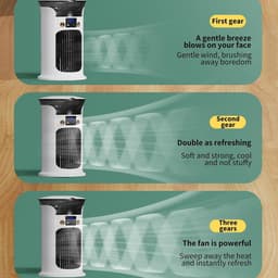 Mobiele airco Luchtkoeler - Luchtkoelerventilator - Verdampingskoeler-aircooler-luchtkoeler- Stille werking oscillatie - 3 snelheidsstanden - Watertank van 880 ml - Koelventilator voor slaapkamers, kantoren en woningen - 15,3 x 20,5 cm - Groen — thumbnail 3