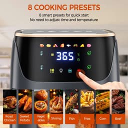 Zerova Airfryers 7L - Heteluchtfriteuse - Heteluchtoven - Digital Touchscreen - 8 Automatische Programma's - Kijkvenster - Zwart — thumbnail 5