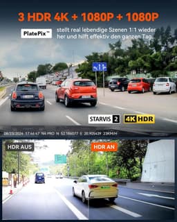 Dashcam - 4K + 1080P + 1080P - 3 Camera's - Nachtzicht - Voor Auto's — thumbnail 2