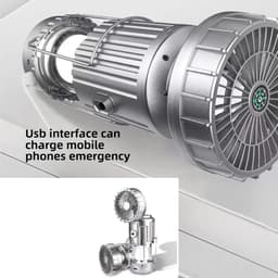 Draagbare USB-ventilator met zonneoplader, multifunctionele campinglamp, uitschuifbare noodlantaarn voor buiten, oplaadbare bureaulamp voor tent, wandelen en thuisgebruik-zilver (1 stuk) — thumbnail 3