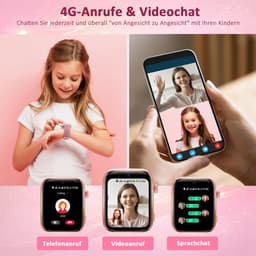 FOSMET 4G Smartwatch Kinderen - KidsWatch - Kinder Smartwatch - GPS Horloge Kind - SOS Knop - Tweeweg-gesprekken - GPS Horloge Kind - Kinderhorloge met Simkaart - Videobellen - Geschikt voor 4-12 Jaar - Meisje - Roze — thumbnail 2