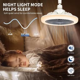Ventilator Plafond - Wit - 24.5 cm - Stiltefunctie met Licht - Voor Slaapkamer en Woonkamer — thumbnail 3