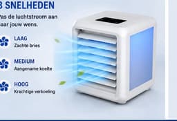 QUIGG Mini Air Cooler met LED Verlichting – Draagbare Luchtkoeler – Dubbele Watertank 700 ml – 3 Snelheden – USB Aangedreven – Wit — thumbnail 4