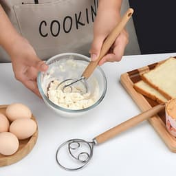 SnelShoppen - Danish Pasta Mixer, RVS Spiral Mixer met Houten Handvat, Duurzame Egg Broom, Keuken Gereedschap voor Perfecte Pasta, 1 Stuk — thumbnail 5