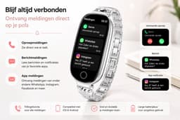 DrPhone EleganceX - Dames Smartwatch met RVS Band - Hartslag, SpO2, Temperatuur, Slaapmonitor en Notificaties – Rose Goud — thumbnail 5