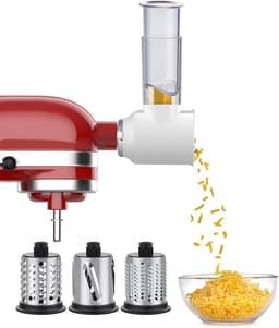 Thijox - Groentesnijder voor KitchenAid Keukenmachine - Snijder Versnipperaar Hulpstuk - Kaasrasp Set - Wit - Keukenaccessoire voor Groenten en Kaas — thumbnail 1