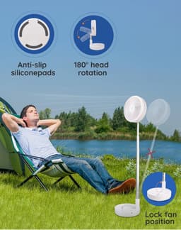 Opvouwbare Tafelventilator USB-C oplaadbaar – Draadloze Ventilator met Afstandsbediening, Stil, 4 Snelheden, 7200mAh Wit — thumbnail 3
