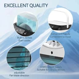 Archi Draagbare Mini Aircooler – Airco - Dubbele Verneveling – 900 ml Watertank – 3 Snelheden – USB – Stille Luchtbevochtiger — thumbnail 4