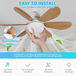 40W plafondventilator met verlichting - Miniventilator - Afneembare ventilatorbladen - E27 schroefdraadvoet - Meerdere modi - Voor slaapkamer, eetkamer, keuken, garage, woonkamer - Inclusief afstandsbediening (batterijen niet inbegrepen) — thumbnail 3