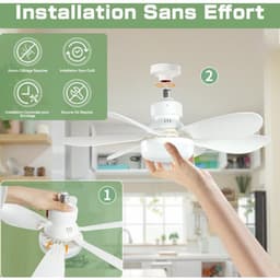 52 Cm Stille Plafondventilator met Licht en Afstandsbediening, 40 W Plafondventilatorlamp met E27 - Steker, Woonkamer, 3 Snelheden, 6 Bladen — thumbnail 4