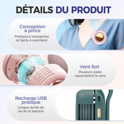 Mini draagbare ventilator, 360° draaibare ventilatiezakventilator, 3 instelbare windsnelheden, geschikt voor buitenactiviteiten in de zomer, reizen en kantoorgebruik (wit, 2 stuks) — thumbnail 2