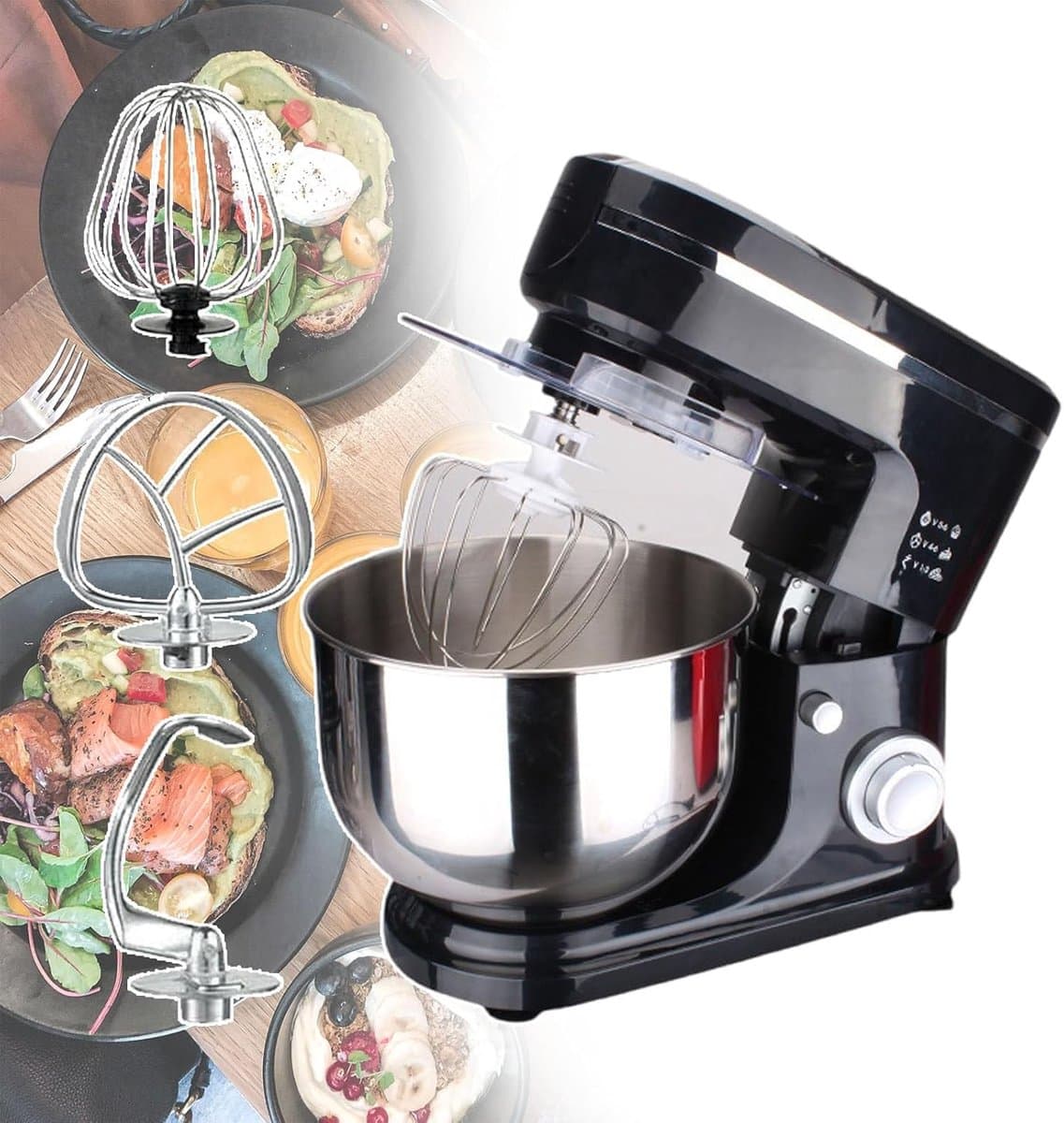 Keukenmachine - Mixer - Bakken - Kantelbare kop - 6 liter kom - Zwart — afbeelding 1