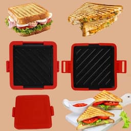 Magnetron Broodrooster - Snackmaker Keuken - Snelle Maaltijden - Vaatwasmachinebestendig - Compact Ontwerp - Rood — thumbnail 4
