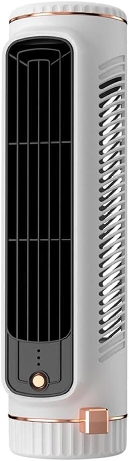 Mini Torenventilator - Bladeloze Tafelventilator - Draagbare airconditioner - Met 3 Snelheden - Oplaadbare Stille Bureauventilator met 24 Uur Accuduur - Ruimtebesparend Verticaal & Horizontaal - Wit — thumbnail 1
