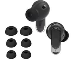 kwmobile 6x cover voor in-ear oortjes geschikt voor JBL Tour Pro 2 - Vervangende oordopjes van siliconen in zwart - 3 maten