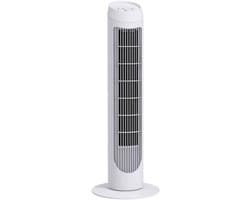 CORE Torenventilator - Ventilatorkolom - Met 3 Snelheden - Oscillerende Ventilator 70° - Compact & Stil - 45W - 27x27x75cm - Wit