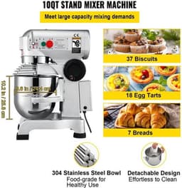 Keukenmixer – Elektrische Mixer – Deegkneder – Mixervoet – 10 Liter Kom – 450 Watt – 3 Snelheden — thumbnail 1