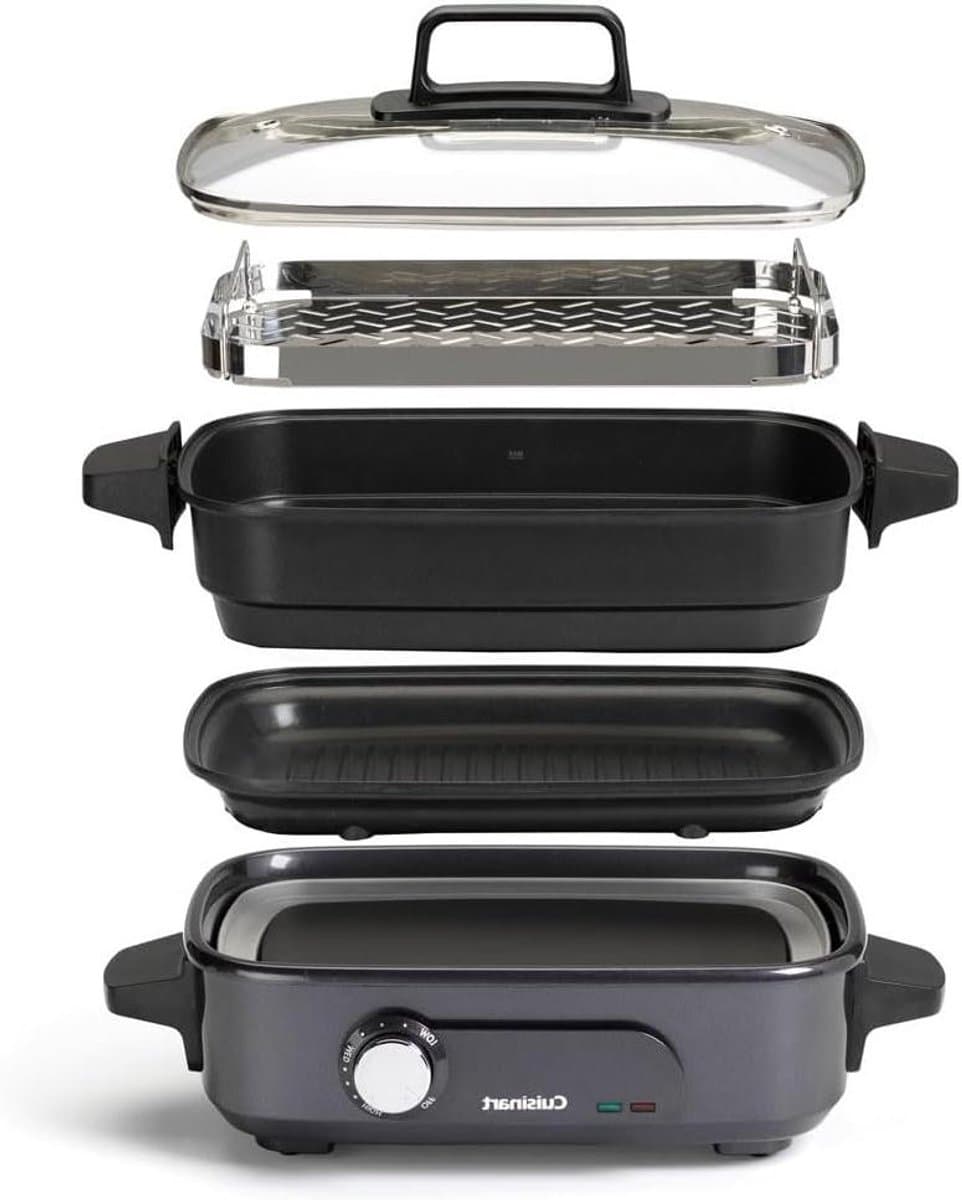 5-in-1 Multi-Cooker - Kookgerei Pan - Veelzijdig Koken - Ruimtebesparende Accessoires - 4.7 Liter - Midnight Grey — afbeelding 1
