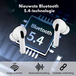 Voltma AirBeats - Draadloze Bluetooth 5.4 Oordopjes met Touch LED Display - Geluidsdempende In-Ear Oortjes met Active Noise Cancelling ANC - Earbuds Draadloos - 40 Uur Accuduur - 2-Uur Opladen - In-Ear Detectie & Touchbediening - Handsfree - Wit — thumbnail 3