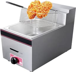 Gasfriteuse Roestvrij Staal - Friteuse Keuken - Frituren Thuis - 10L Enkele Tank — thumbnail 1