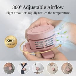 Mini Ventilator - Clip-On Ventilator - Handventilator - 3 Snelheidsinstellingen - Nekventilator - Oplaadbaar via USB - Portable Clip Fan - Stille Ventilator - Tafelventilator Waaier Handwaaier - Ideaal voor op reis, kamperen of reizen - Roze — thumbnail 3