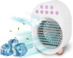 Mobiele airconditioner - Ventilator - 4-in-1 draagbare desktop aircooler - USB oplaadbare luchtkoeler met waterverneveling - 3 windsnelheden - LED Verlichting - geschikt voor slaapkamer - auto - caravan en camping - sproeistanden — thumbnail 1