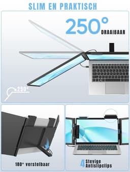 KAD® Portable Monitor - Dubbele Monitor - Draagbare Monitor - Draagbaar Scherm - Zwart - 1cm x 34cm x 21cm — thumbnail 3
