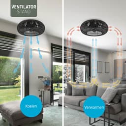 Varin® Smart Plafondlamp met ventilator - Bamboe Zwart - Tuya Wifi - Ø 50cm - Plafondventilator met verlichting - Smart lamp slaapkamer - Plafonniere kinderkamer - Plafondlampen industrieel - Plafond lamp - Afstandsbediening - Plafond met ventilator — thumbnail 2