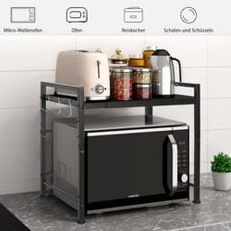 Microwave Rack 2 Stage - Stable Carbon Steel Microwave Stand for Kitchen Countertops — thumbnail 3