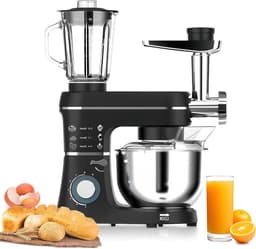 Staande Mixer - Keukenmachine Keukenmixer - Bakken en Koken - 5-in-1 Multifunctioneel - 10L Kom - Zwart — thumbnail 1