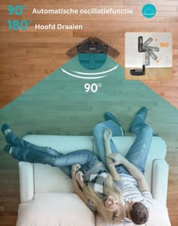 Tafel- en Staande Ventilator - Draagbare Oscillerende Ventilator - Opvouwbaar Design - Afstandsbediening - 4 Snelheden - Oplaadbare Accu - USB Ventilator - Zwart — thumbnail 2