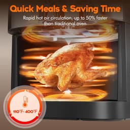 Heteluchtfriteuse Oven - Airfryer Maaltijdkoker - Gezond Koken - 8-in-1 Multifunctioneel - 62 Liter - Zwart — thumbnail 4