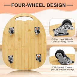 Keukenmachine Plank - Glider Board - Gemakkelijk Verplaatsen - Met Wielen en Handgrepen - 36 cm - Houtkleur — thumbnail 3