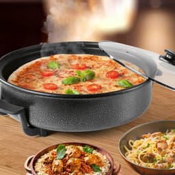 Multicooker - Roestvrij Staal - Ø 40 cm - Elektrische Pan met Thermostaat en Glazen Deksel - Voor Gezellig Koken en Bakken — thumbnail 4