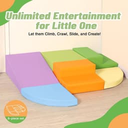 Set van 6 Schuimrubberen Klimblokken voor Kinderen: PU-leer Zachte Klimspeelgoed Speelset voor Kleine Kinderen - Montessori-speelgoed Grove motoriek Dubbele Ladderset — thumbnail 3