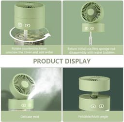 Solvix tafel ventilator geluidloos - Mini Mist Ventilator - USB - 3 Windmodi - Sprayfunctie - Voor Thuis en Kantoor — thumbnail 2