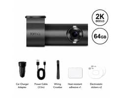 ByRoos Gadget - Dashcam - Auto Videorecorder - 64GB - 2K - HK UP03 - 24 Uur Parkeerbewaking - Groothoeklens - Nachtzicht - Incl. App - Zwart