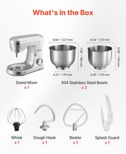 Keukenmachine - Mixer Foodprocessor - Bakken en Koken - 10 Snelheden - 5.7 Liter Kom - Zilver — thumbnail 2