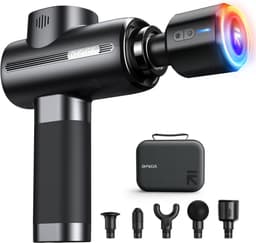 Massagepistool met Warmte - Spierontspanningstool - Spierherstel - Verwarmende en Koelende Kop - 0.7kg - Grijs — thumbnail 1