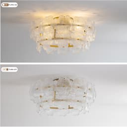 Plafondventilator met Verlichting 52x52x28 cm – Ventilatorlamp met LED-Verlichting – Voor Slaapkamer – Goud + Glass — thumbnail 2