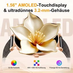 FOSMET Smartwatch Dames - Ultradun - 1,56" AMOLED Display - 20 Dagen Batterijduur - IP68 + 5ATM Waterdicht - 150+ Sportmodi - Bluetooth Bellen - SpO2 - Hartslagmeter - Bloeddrukmeting - Slaapmonitor - Notificaties - iOS/Android - Cadeau voor Vrouwen — thumbnail 5