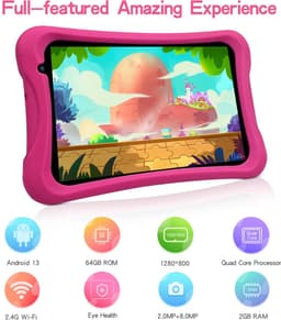 SnelShoppen - PRITOM 8 Inch Kindertablet - Android 10 - Kinderslot - AR-Games - 2 GB RAM - 32 GB ROM - Uitbreidbaar tot 512 GB - Roze - Inclusief Tabl — thumbnail 2