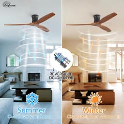 Plafondventilator 132 cm stil met afstandsbediening Smart Wifi Timer DC motor massief hout — thumbnail 4