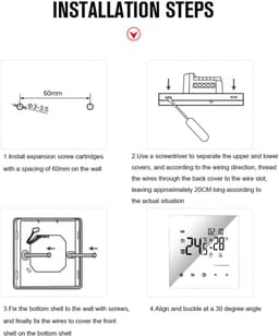 Digitale Thermostaat - Programmeerbare Thermostaat - Verwarming Regelen - Volledig Programmeerbaar - 89x86mm - Zwart — thumbnail 5