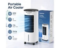 House Of Atelier - Luchtkoeler - Air Cooler - Ventilator - Luchtbevochtiger - Afstandbediening - 2 Koelelementen - Watertank 4L