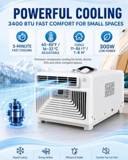 Mobiele Airco - Compacte Airco Kleine Airco - Koele Ruimtes Creëren - 3400 BTU Compressor - 1-8 m² - Multicolor — thumbnail 3